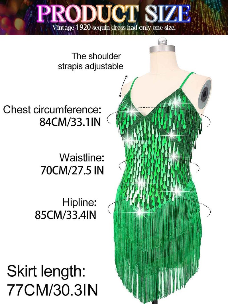 Nicute Salsa Latin Dance Dress Sequin Fringe Flapper Dress Tassel 1920s Vintage Tango Ballroom Dresses Costume for Women - Image 5